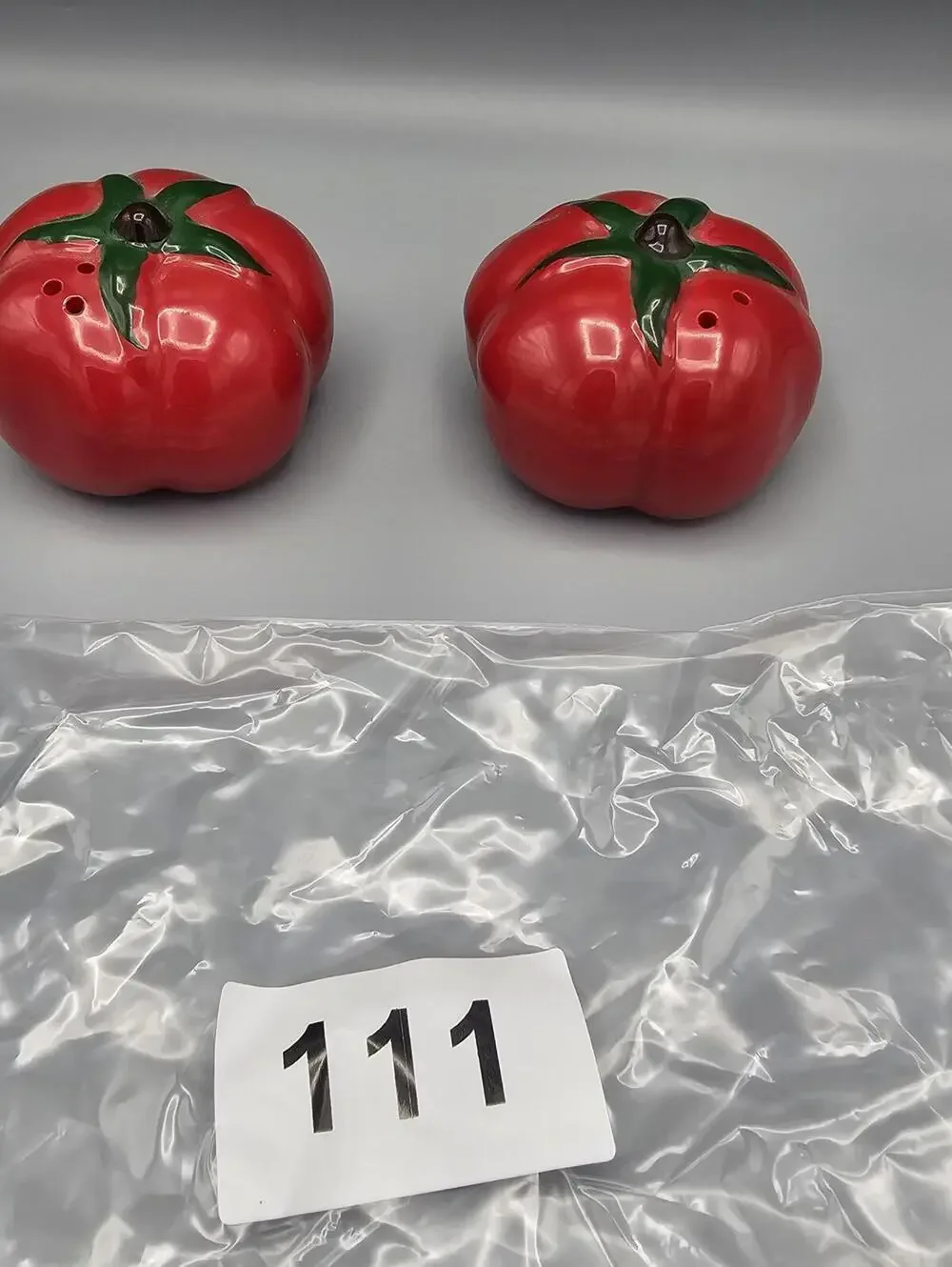 Pair of Ceramic Tomato Salt and Pepper Shakers